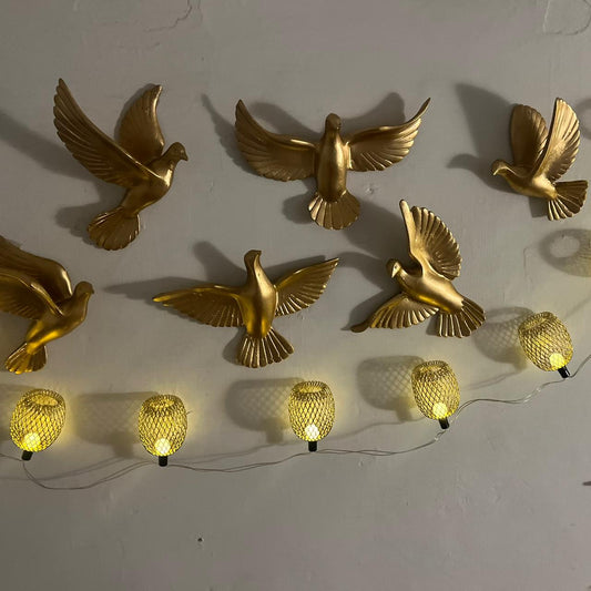 Birds 3D Wall Hanging 6 Piece Sculpture